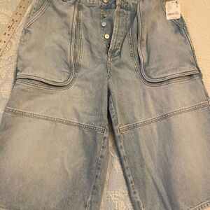 FREE PEOPLE Havasu Denim Wide Leg Long Shorts